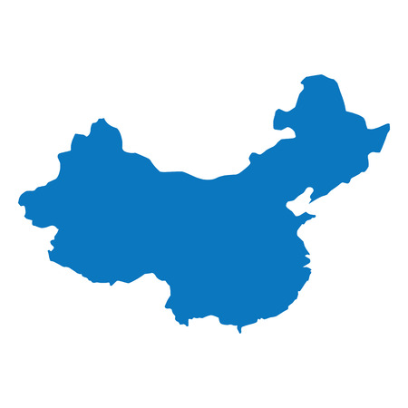 Blank Blue similar China map isolated on white background. Asian country. Vector template for website, design, cover, infographics. Graph illustration.のイラスト素材