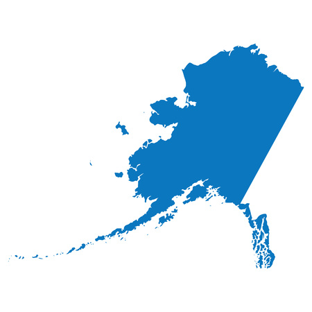 Blank Blue similar Alaska map isolated on white background. North American country. Vector template for website, design, cover, infographics. Graph illustration.のイラスト素材