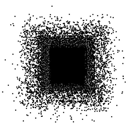 Square of decompose pixels. Pixel abstract mosaic background Gradient design Isolated black elements on white background illustration for website, card, poster.のイラスト素材