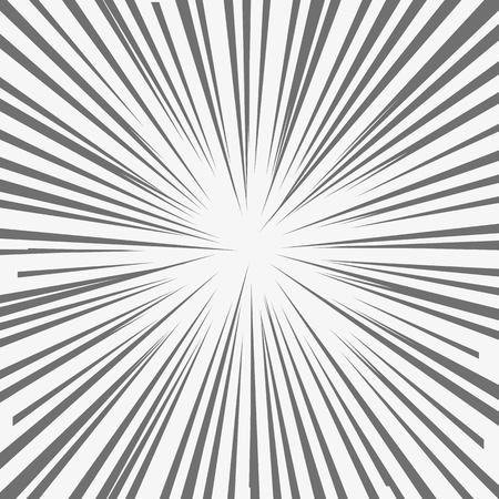 Abstract comic book flash explosion, radial lines background. Vector illustration for superhero design. Bright black white light strip burst. Flash ray.のイラスト素材