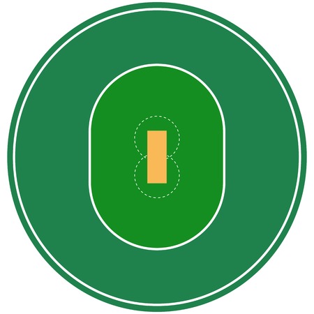Flat green cricket ground. Top view cricket field with line template. Vector stadium.のイラスト素材
