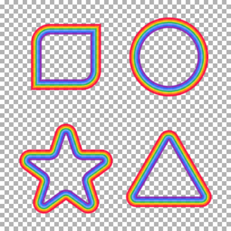 Vector rainbow frames isolated. Collection of rainbow borderのイラスト素材