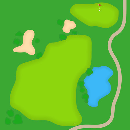Cartoon golf field. Top view of golf grass. Vector illustration.のイラスト素材