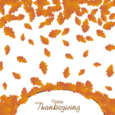 Happy Thanksgiving day background. Autumn falling leaves card. Vector thanksgiving illustration.のイラスト素材