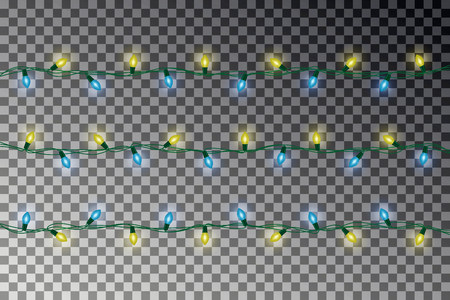 Christmas light decoration. Realistic garland vector. Light string effect.のイラスト素材