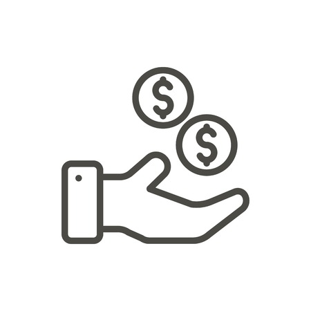 Money hand icon vector. Line banking symbol.のイラスト素材