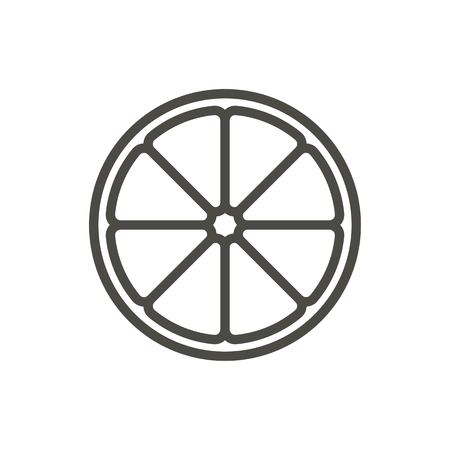 Orange icon vector. Outline slice lemon , line fruit symbol.のイラスト素材