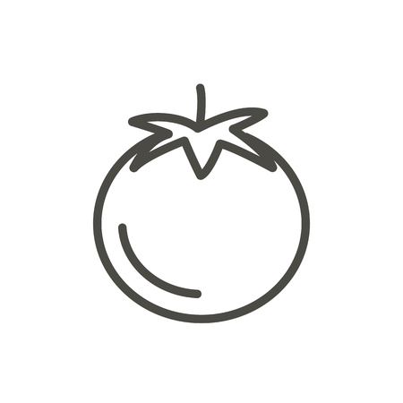 Tomato icon vector. Outline wegetarian food, line tomato symbol.のイラスト素材