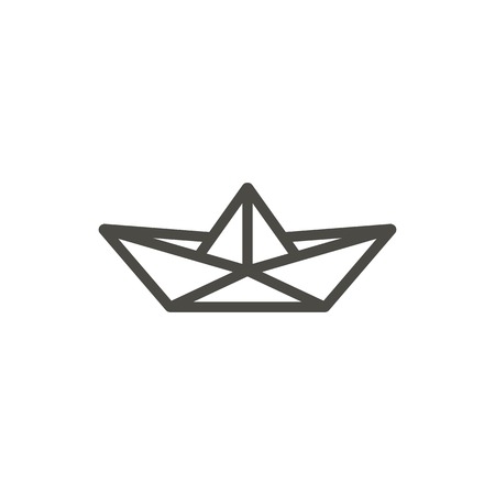 Paper boat icon vector. Line origamy symbol.のイラスト素材