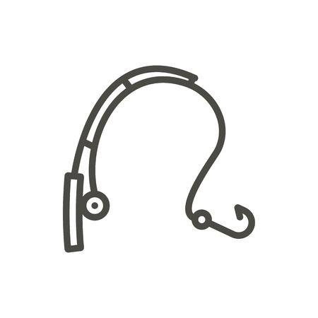 Fishing rod icon vector. Outline enjoy. Line fishing symbol.のイラスト素材