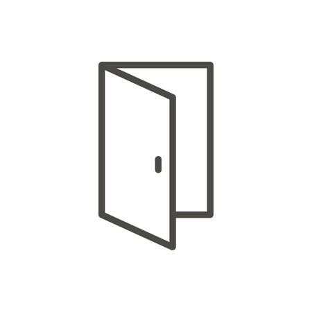 Open door icon vector. Outline entry. Line door symbol.のイラスト素材