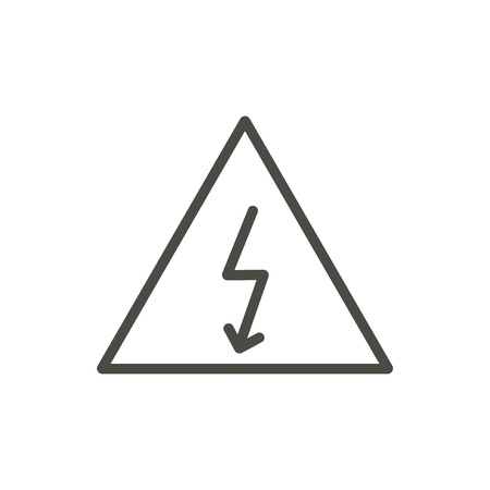 Electric warning icon vector. Line high valtage symbol isolated. Trendy flat outline ui sign design. Thin linear danger electric graphic pictogram for web site, mobile app. Logo illustration.のイラスト素材