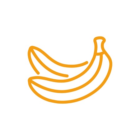 Yellow banana icon vector. Line color fruit symbol isolated. Trendy flat outline ui sign design. Thin linear banana graphic pictogram for web site, mobile app. Logo illustration.のイラスト素材
