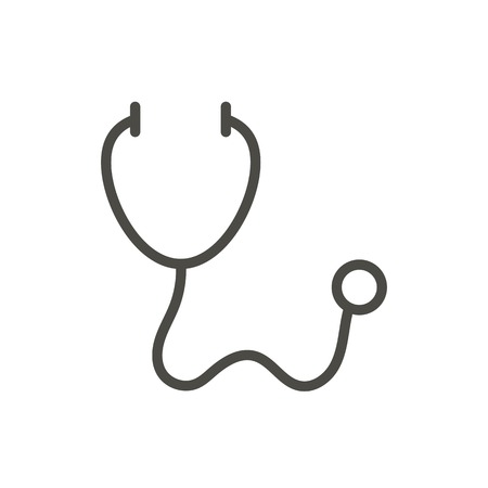 Stethoscope icon vector. Line diagnostic tool symbol isolated. Trendy flat medical outline ui sign design. Thin linear graphic pictogram for web site, mobile application. Logo illustration.のイラスト素材