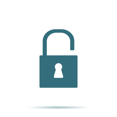 Blue Unlock icon isolated on background. Modern flat pictogram, business, marketing, internet concept. Trendy Simple vector symbol for web site design or button to mobile app. Logo illustration.のイラスト素材