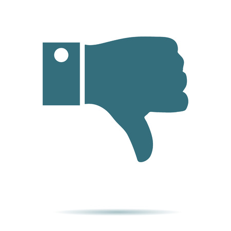 Hand with thumb down. Dislike icon isolated on background. Modern flat pictogram business, internet concept. Trendy Simple vector symbol for web site design or button to mobile app. Logo illustrationのイラスト素材