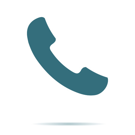Blue Phone icon isolated on background. Modern flat pictogram, business, marketing, internet concept. Trendy Simple vector symbol for web site design or button to mobile app. Logo illustrationのイラスト素材