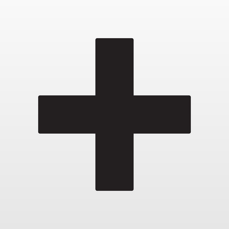 Gray accept plus icon isolated on background. Modern flat pictogram, business, marketing, internet concept. Trendy Simple vector symbol for web site design or button to mobile app. Logo illustration.のイラスト素材