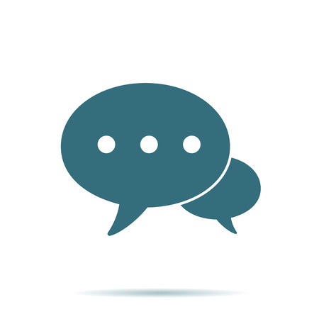 Blue Speech bubble icon isolated. Modern contact us flat pictogram, business, marketing, internet concept. Trendy Simple vector symbol for web site design or button to mobile app Logo illustration.のイラスト素材