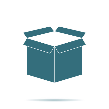 Blue Open box icon isolated on background. Modern flat pictogram, business, marketing, internet concept. Trendy Simple vector symbol for web site design or button to mobile app. Logo illustrationのイラスト素材