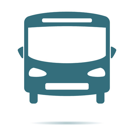 Blue Bus icon isolated on background. Modern flat pictogram, business, marketing, internet concept. Trendy Simple vector symbol for web site design or button to mobile app. Logo illustration.のイラスト素材