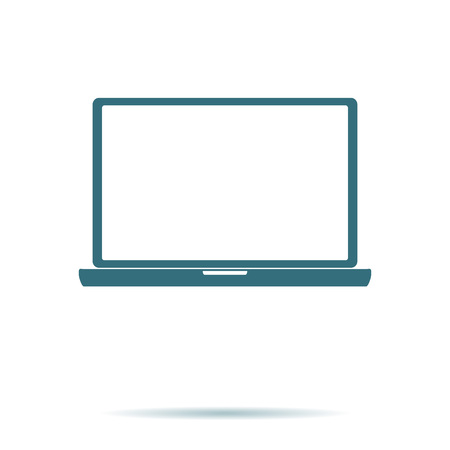 Blue Laptop icon isolated on background. Modern simple flat PC sign. Business, internet concept. Trendy notebook vector symbol for web site design or button to mobile app. Logo illustrationのイラスト素材