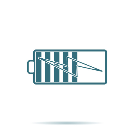 Blue Battery icon vector. Flat energy symbol isolated on white background. Trendy internet concept. Modern sign for web site button, mobile app, ui design. Logo illustration.のイラスト素材