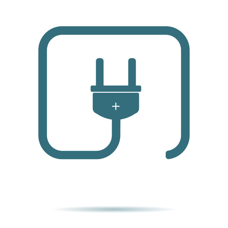 Blue Plug icon isolated on background. Modern flat pictogram, business, marketing, internet concept. Trendy Simple vector symbol for web site design or button to mobile app. Logo illustrationのイラスト素材