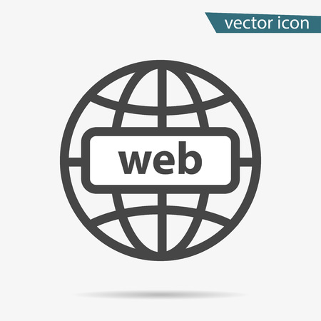 Gray address http icon isolated. Modern simple flat globe sign. Business internet concept. Trendy social vector network www symbol for web site design or button to mobile app. Logo illustration.のイラスト素材