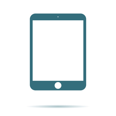 Tablet screen icon with shadow isolated on white background. Modern simple flat device sign for web site design, mobil app. Trendy vector tablet mockup display symbol. Logo tablet illustration.のイラスト素材