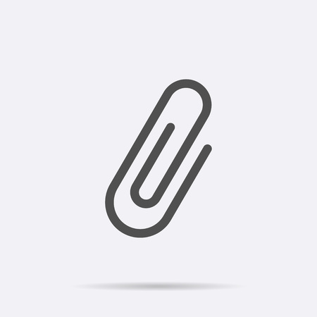 Gray paper Clip icon isolated on background. Modern flat pictogram, business, marketing, internet concept. Trendy Simple vector symbol for web site design or button to mobile app. Logo illustration.のイラスト素材