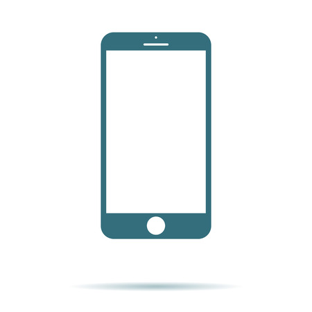 Smartphone icon with isolated blank screen. Modern simple flat telephone sign. Internet concept. Trendy vector phone display symbol for website button design, mobile app. Logo smartphon illustration.のイラスト素材