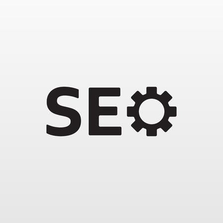 Gray Seo icon isolated on background. Modern flat pictogram, business, marketing, internet concept. Trendy Simple vector symbol for web site design or button to mobile app. Logo illustration.のイラスト素材