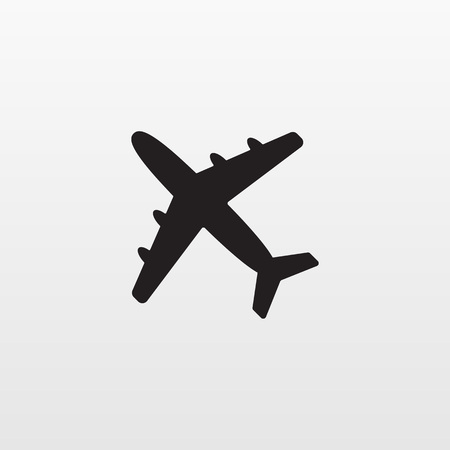 Gray airplane icon isolated. Modern flat pictogram, business, marketing, internet concept. Trendy Simple vector air plane symbol for web site design or button to mobile app. Logo illustration.のイラスト素材
