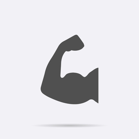 Gray Muscle icon isolated on background. Modern flat pictogram, business, marketing, internet concept. Trendy Simple vector symbol for web site design or button to mobile app. Logo illustration.のイラスト素材