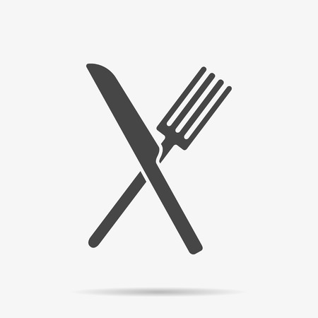 Gray Knife and Fork icon on background. Modern flat pictogram, business, marketing, internet concept. Trendy Simple vector symbol for web site design or button to mobile app. Logo illustration.のイラスト素材