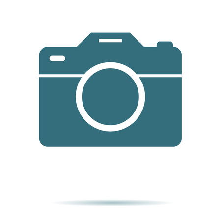 Camera icon, flat photo vector isolated. Modern simple snapshot photography sign. Instant trendy symbol for web site design, mobile app. Logo illustration.のイラスト素材