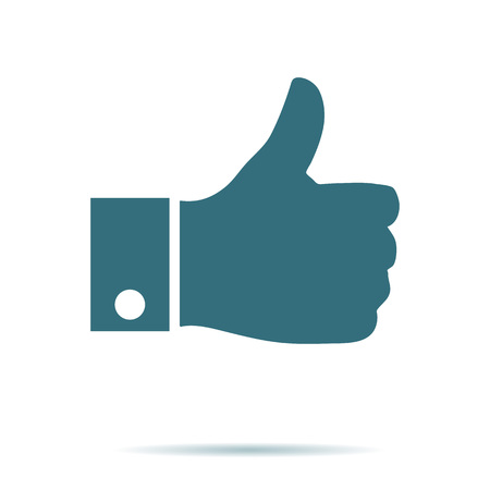 Like icon. Thumb up vector isolated. Modern simple flat thumb up sign. Business internet, social concept. Trendy network vector symbol for web site. Logo illustration.のイラスト素材