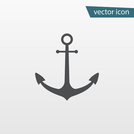 Gray Ship Anchor icon isolated on background. Modern simple flat sign. Business, internet concept. Trendy boat vector symbol for website design, web button, mobile app. Logo illustration.のイラスト素材