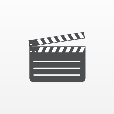 Gray Clapperboard icon isolated on background. Modern flat pictogram, business, marketing internet concept. Trendy Simple vector symbol for web site design or button to mobile app. Logo illustration.のイラスト素材
