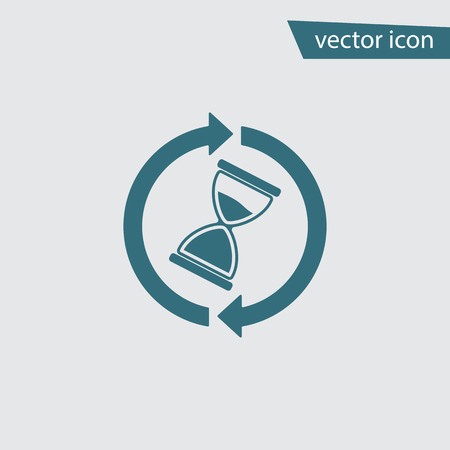 Wait time icon. Hourglass clock vector. Modern simple flat hour glass sign. Trendy stop symbol for web site. Logo illustration.のイラスト素材