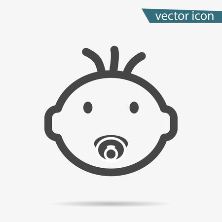 Gray Baby face icon isolated on background. Modern flat pictogram, business, marketing, internet concept. Trendy Simple vector symbol for web site design or button to mobile app. Logo illustration.のイラスト素材