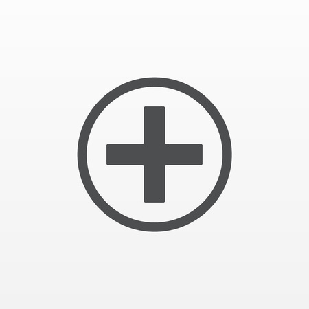 Gray Add Plus icon isolated on background. Modern flat pictogram, business, marketing, internet concept. Trendy Simple vector symbol for web site design or button to mobile app. Logo illustration.のイラスト素材