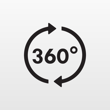 Gray 360 degrees icon isolated. Modern flat pictogram, business, marketing, internet concept. Trendy simple vector view symbol for web site design or button to mobile app. Logo illustration.のイラスト素材