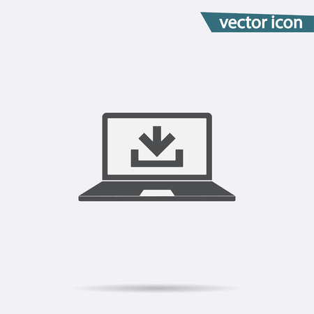 Download icon vector. Flat downgrade symbol isolated on white background. Trendy internet concept. Modern sign for web site button, mobile app, ui design. Logo illustration.のイラスト素材