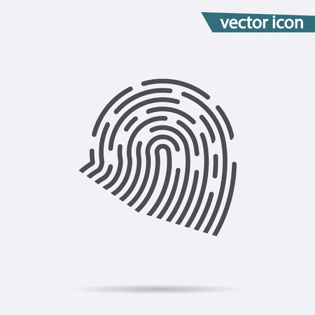 Fingerprint icon vector. Flat identiti symbol isolated on white background. Trendy internet concept. Modern sign for web site button, mobile app, ui design. Logo illustration.のイラスト素材