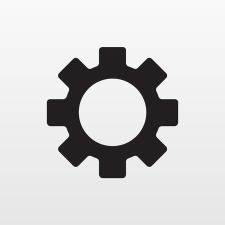 Gear icon. Flat engineering symbol isolated on white background. Trendy internet concept. Modern mechanical sign for web site button, mobile app, ui design. Logo illustration.のイラスト素材