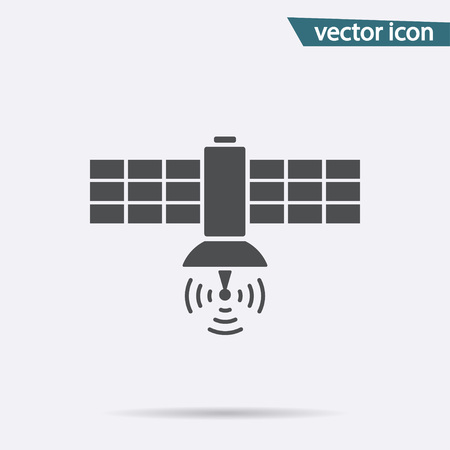 Satellite vector icon. Flat symbol isolated on white background. Trendy internet concept. Modern sign for web site button, mobile app, ui design. Logo illustration.のイラスト素材