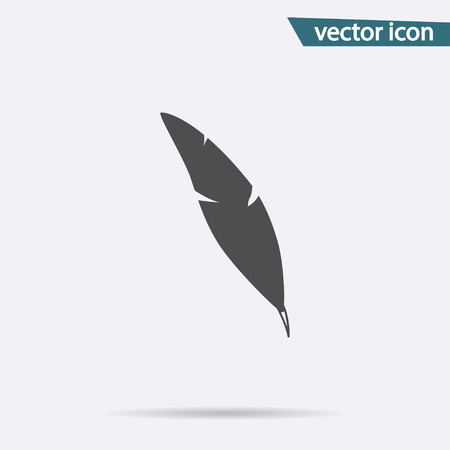 Gray Feather icon isolated on background. Modern flat pictogram, business, marketing, internet concept. Trendy Simple vector symbol for web site design or button to mobile app. Logo illustration.のイラスト素材