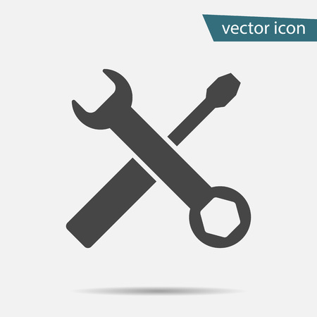 Gray Tools icon isolated on background. Modern flat pictogram, business, marketing, internet concept. Trendy Simple vector symbol for web site design or button to mobile app. Logo illustration.のイラスト素材